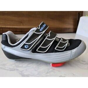 iQ Pearl iZumi Silver Black Leather Cycling Sport Shoes Womens 6